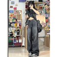 thumbnail image 4 of Vaqueros negros Vintage de cintura alta para mujer, pantalones vaqueros rectos de pierna ancha de longitud completa Y2k, ropa de calle lavada, moda coreana, 4 of 4