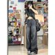 thumbnail image 4 of Vaqueros negros Vintage de cintura alta para mujer, pantalones vaqueros rectos de pierna ancha de longitud completa Y2k, ropa de calle lavada, moda coreana, 4 of 4