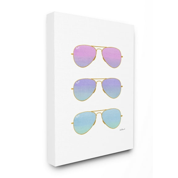 The Stupell Home Decor Collection Pink Purple and Blue Sunset Ombre Aviator Sunglasses Oversized Stretched Canvas Wall Art, 24 x 1.5 x 30