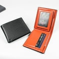 thumbnail image 1 of Billetera para hombre, con bloqueo RFID, billetera delgada plegable, cuero sintético de PU de fibra superfina, billetera de cuero con bloqueo RFID de tres pliegues, 6 ranuras para tarjetas de, 1 of 8