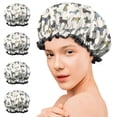 thumbnail image 7 of Shower Caps,Cute Animal Dogs Waterproof Shower Cap for Women 4 Pieces,Double Reusable Hair Cover for Shower PEVA Elastic Stretch Hem, 7 of 7
