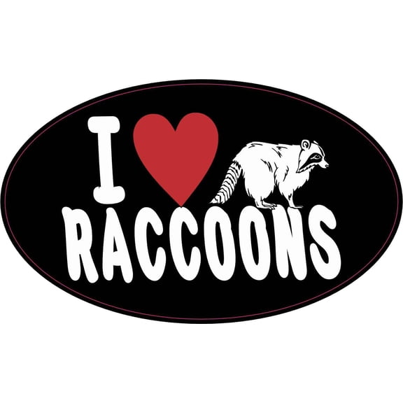 StickerTalk I Love Raccoons Vinyl Sticker, 5 inches x 3 inches