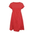 thumbnail image 5 of AOMPMSDX Ladies Round Neck Short Sleeve Solid Color Loose Slim Mid Length Dress Red XXXL, 5 of 5