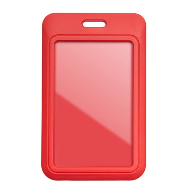 Hioecau Sliding Badge Holder Vertical Hard Plastic Case Clear Card Protector Pouch for Office School ID Credit Cards Proximity Key Cards Driver's Licenses Passes