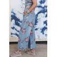 thumbnail image 6 of Sky Blue Floral Print Bootcut Jeans for Women – Casual All-Season Denim with Natural Waist, 16, 6 of 12