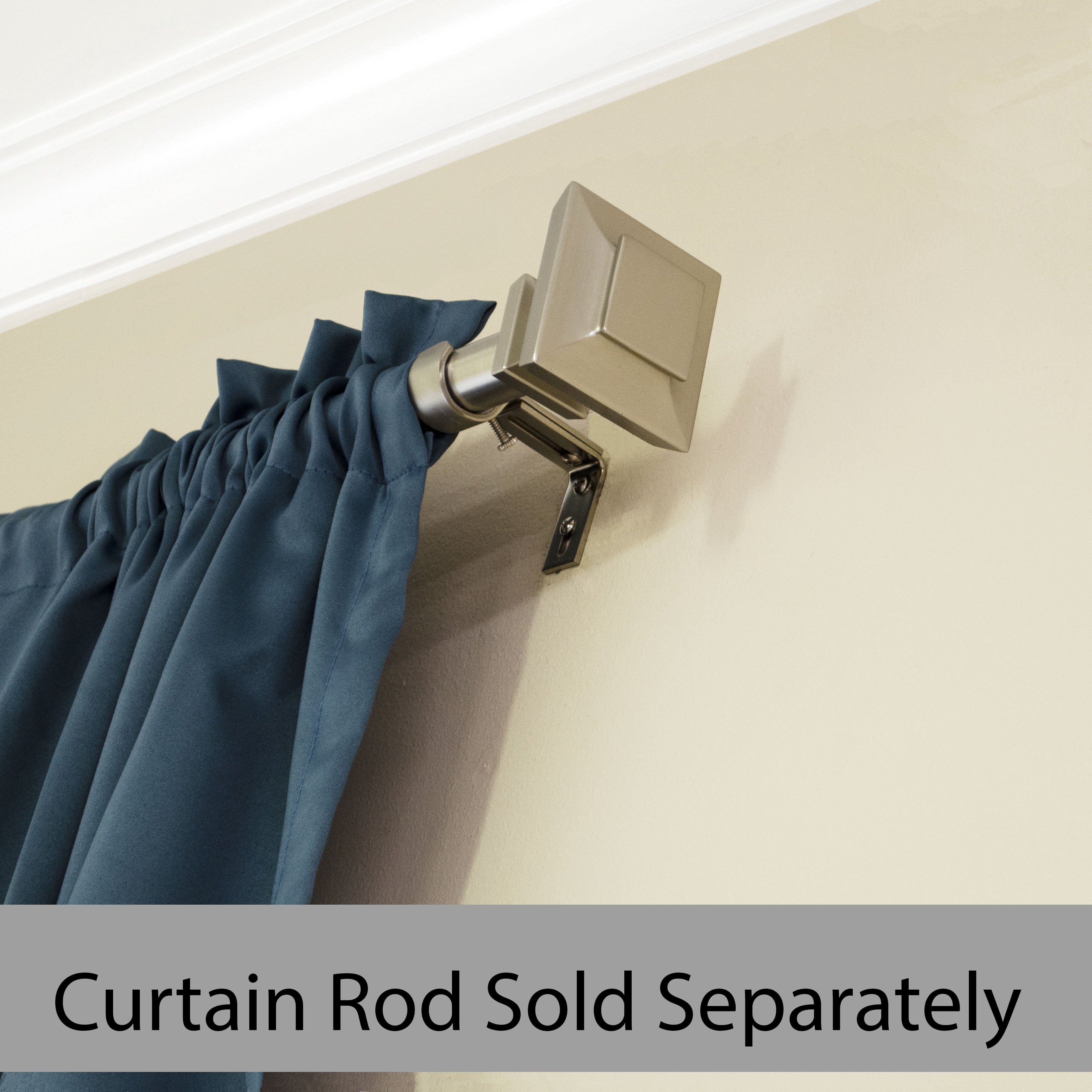 Better Homes & Gardens, Mix & Match, 1" Nickel Plated Square Curtain Rod Finials, Set of Two