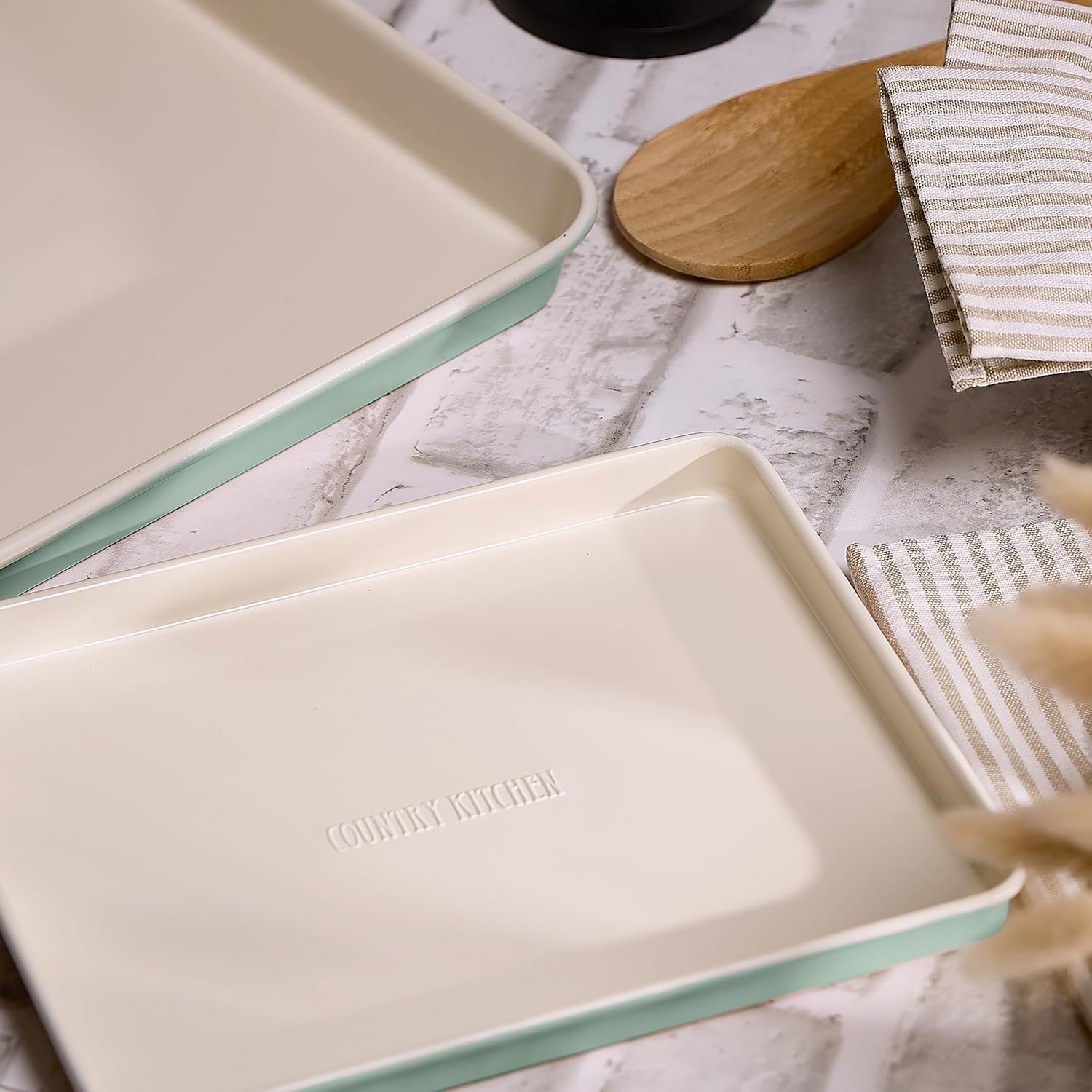 COOK WITH COLOR Nonstick Stackable Bakeware Set, 13-Pc Baking Set with Baking Sheets & Pans, Sage