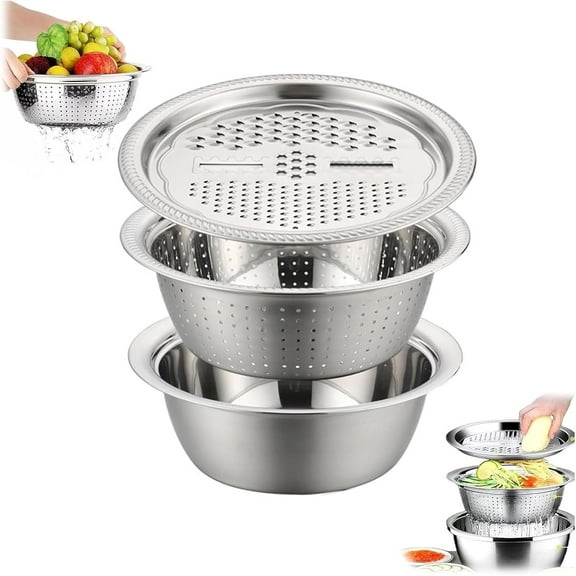Anderisto Germany Multifunctional Stainless Steel Basin, Anderisto Multifunctional Stainless Steel Basin, 3-in-1 Shredding & Drainage Chopping Basin (26cm/10.24in)