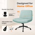 thumbnail image 5 of PRZL Criss Cross Chair with Wheels & Pads Home Office Cross Legged Chairs Ergonomic Computer Desk Task Wide Seat for Bedroom Vanity Comfy Swivel (Mint), 5 of 6