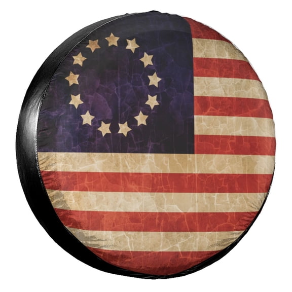 KAKALAD Betsy ross full flag Spare Tire Cover Universal Vehicle Accessories Buckle Car Tools 14”in
