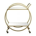 thumbnail image 6 of Urban Designs Luca Round Rolling Metal Bar Cart with Glass Shelves, Gold, 6 of 7