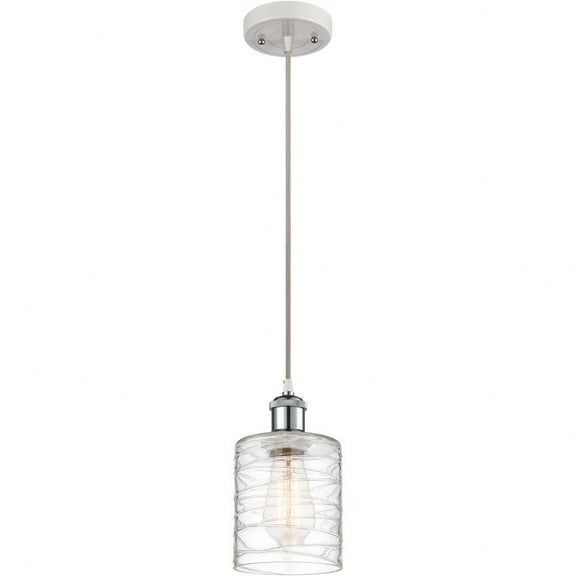 516-1P-WPC-G1113 Innovations Lighting Cobbleskill - 1 Light Cord Hung Mini Pendant In Industrial Style-8 Inches Tall and 5 Inches Wide-White/Polished