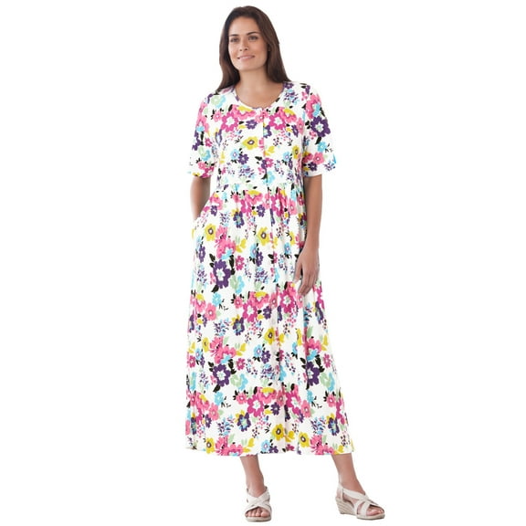 Woman Within Plus Size Button-Front Essential Dress