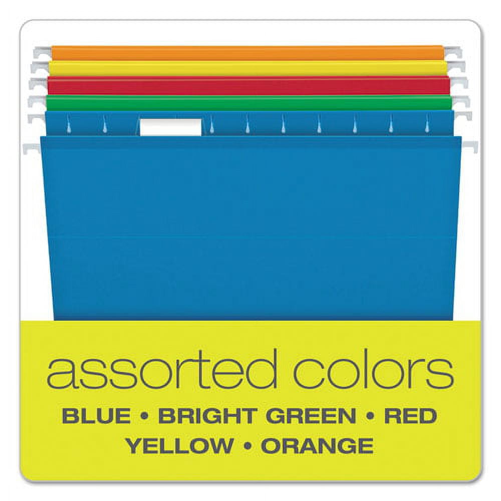"Extra Capacity Reinforced Hanging File Folders With Box Bottom, Letter Size, 1/5-Cut Tab, Assorted, 25/box | Bundle of 5 Boxes"