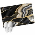 thumbnail image 6 of Black Marble Bathroom Rug Washable 2x3 Entryway Rug Non Slip Grey Gold Texture Vintage Farmhouse Art Front Door Mat Low Pile Indoor Doormat Throw Floor Carpet for Kitchen Bedroom Entrance, 6 of 8