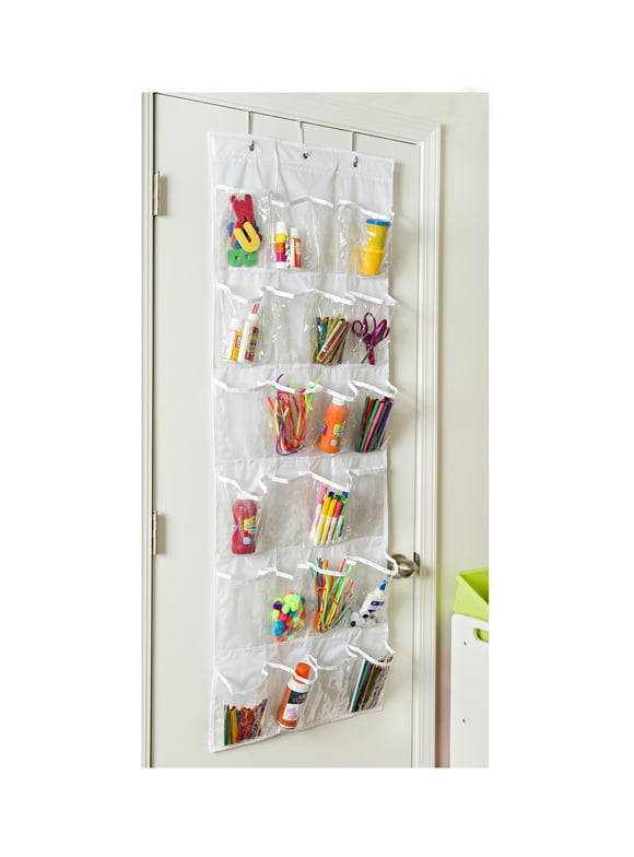 Honey-Can-Do PEVA 24-Pocket Over-the-Door Hanging Organizer, White/Clear