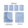 thumbnail image 4 of Sweet Home Collection 6 Piece Embossed Dobby Hotel Stripe Sheet Set, California King - Light Blue, 4 of 5
