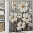 thumbnail image 6 of Pratyus White Flowers Gold Accents Soft Painting Shower Curtain Waterproof Bath Curtain with Hooks for Kids Bathroom Decor, 100% Polyester Fiber, Various Sizes Available 36"x72, 6 of 7
