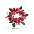 thumbnail image 3 of Silk Flower Wreath Hot Pink Rose Wreath Hot Pink Silk Rose Wreath Artificial Floral Candle Ring for Party Decor Wedding Centerpiece Home Decoration with Vibrant Roses Festive Table Accent, 3 of 6