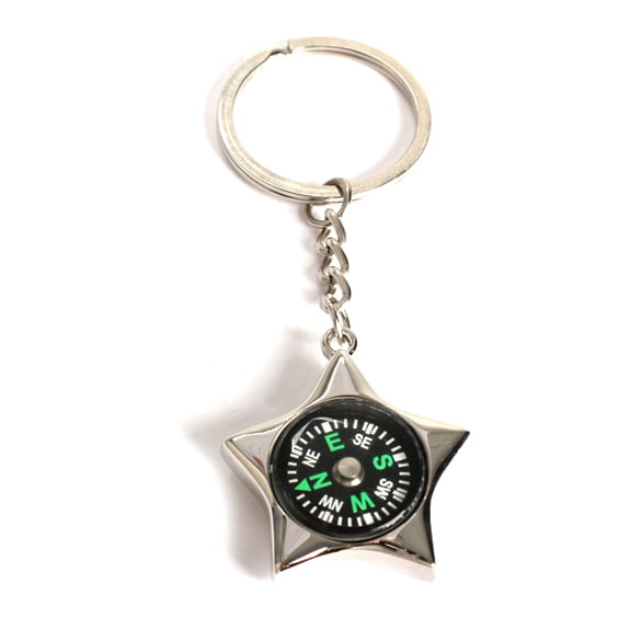 Star-shaped Ruder Compass Pendant Keychain Outdoor Camping Key Ring Gift 