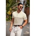 thumbnail image 6 of COOFANDY Mens Knit Polo Shirts Casual Short Sleeve Striped Polo Top Shirts Button Down Business Shirts, 6 of 10