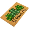 thumbnail image 4 of Northlight Natural Coir Plaid St. Patrick's Day Shamrocks Outdoor Doormat 18" x 30", 4 of 7
