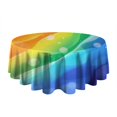 thumbnail image 5 of Rainbow Tie Dye Wave Pattern Round Tablecloth 60"x60",Wrinkle Wipeable Table Cloth for Kitchen Dining Room Picnic Patio Party, 5 of 6