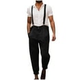 thumbnail image 2 of Jinhomg Mens Work Bib Overalls Adjujstable Strap Linen Jumpsuits Lightweight Comfy Sleeveless Summer Rompers With Pockets Black L, 2 of 6