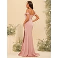 thumbnail image 4 of Vestido de dama de honor Clothfun de satén con cuello vuelto y abertura, 4 of 6