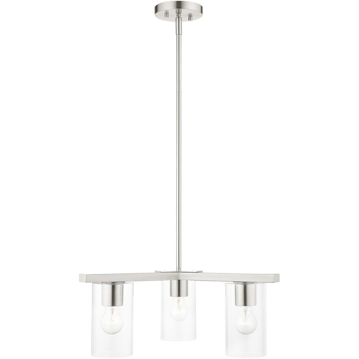 3 Light Brushed Nickel Chandelier with Clear Glass Shade
