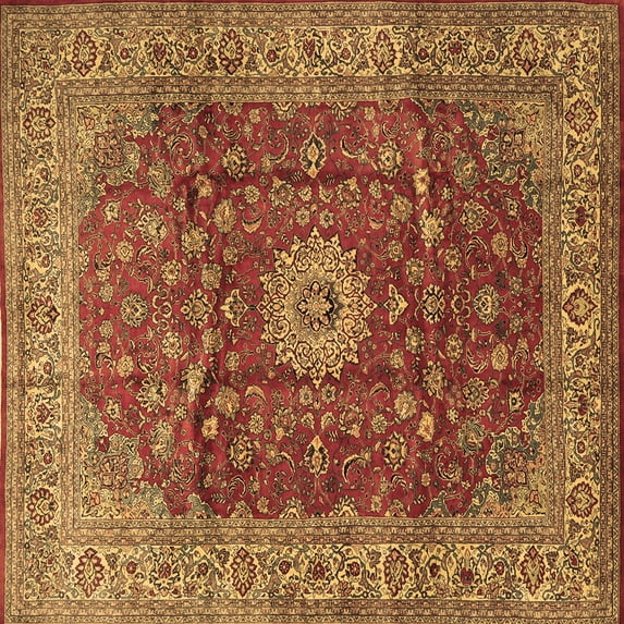 Ahgly Company Indoor Square Medallion Brown Traditional Area Rugs, 7' Square