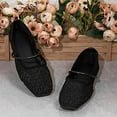 thumbnail image 5 of Xfvqtps Womens Flats Mary Jane Shoes Elastic Strap Slip on Hollow out Breathable Flat Shoes Square Toe Comfortable Soft Sole Black, 5 of 9