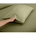 thumbnail image 5 of Royale Linen Striped Bed Sheet Set - Brushed Microfiber 1800 Bedding - 1 Fitted Sheet, 1 Flat Sheet, 2 Pillowcase - Wrinkle & Fade Resistant -4 Piece Damask Stripe Sheet Set (Stripe Sage Green, Full), 5 of 10