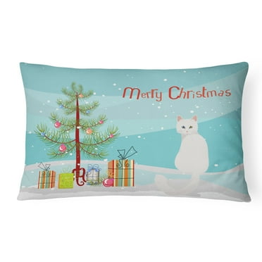 Carolines Treasures CK4807PW1216 Turkish Angora Cat Merry Christmas Canvas Fabric Decorative Pillow, 12H x16W,