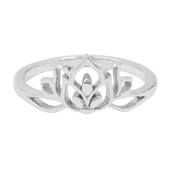 Earth Gems Jewelry Sterling Silver Ring Lotus Design Ring Silver Rings Lotus Flower Ring for Women