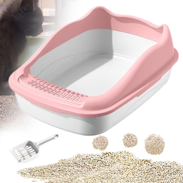 Caja de arena para gatos con lados altos, suministros para mascotas a prueba de salpicaduras, bandeja de arena portátil fácil de limpiar, bandeja de