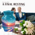 thumbnail image 4 of JAGASY Beach Small Urn for Ashes Adult Female, Teal Urns for Human Ashes Keepsake, Ocean Sunset Orange Blue Clouds Decorative Urns, Yellow Tiny Memorial Urn for Boys & Girls, (3 Inch), 4 of 7