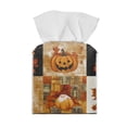 thumbnail image 2 of POLERO Tissue Box Holder - Square PU Leather Tissues Cube Box Cover Waterproof -Thanksgiving Decorative Car Facial Tissue Holder on Table and Barthroom, Pumpkin Dwarf, 2 of 7