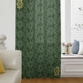thumbnail image 5 of Dark Green Gold Floral Sheer Curtains 45 Inches Long, Modern Abstract Art Spring Flowers Light Filering Curtains, Breathable Simi Curtain Privacy Drapes for Kitchen Bathroom Small Window Treatment, 5 of 9