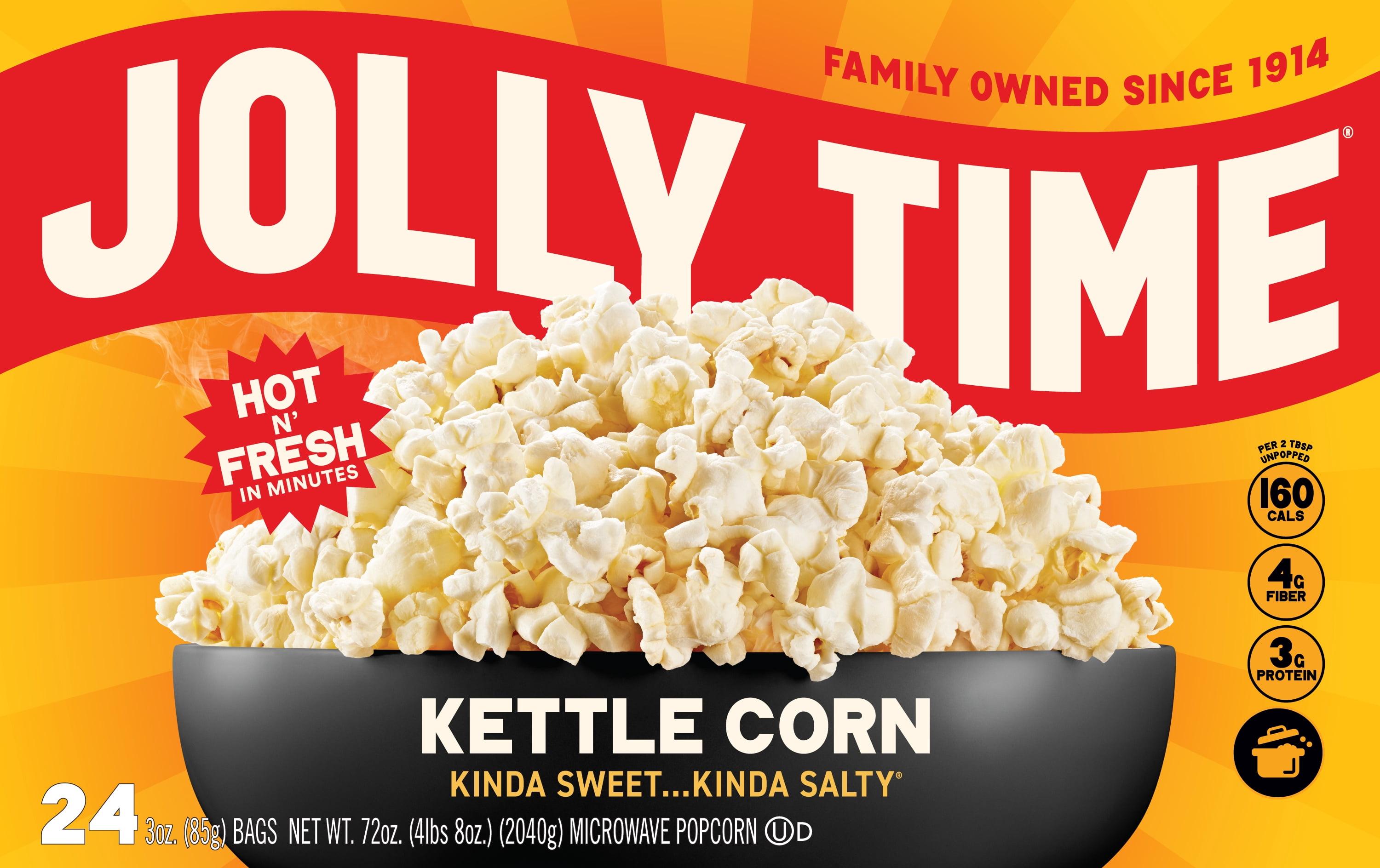 JOLLY TIME Kettle Corn Microwave  Popcorn, 24 Ct (3 oz. Bags) Gluten-Free