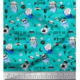 thumbnail image 1 of Soimoi Polyester Crepe Fabric Planet,Rocket & Astronaut Animals Cartoon Print Fabric by The Yard 52 Inch Wide, 1 of 3
