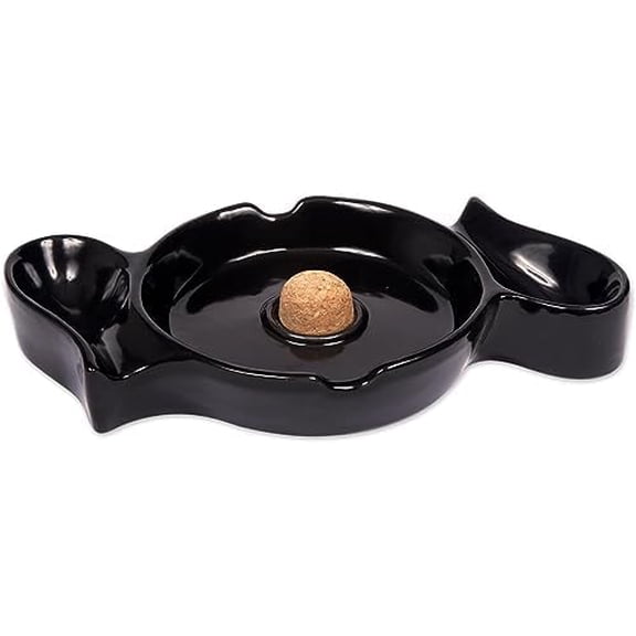 10.2" x 5.5" Large Ceramic 2 Cigar Rest and 2 Pipe Rest Cigar Pipe Ashtray for , Indoor, Outdoor Desktop Use