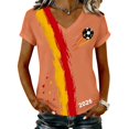 thumbnail image 1 of Women's Germany Football Graphic T-Shirt, Women's V-Neck T-Shirt German Soccer Letter Print Graphic Tee, Casual Fashion Top, Summer Short Sleeve Blouse for Soccer Tournament 2026 Saffron Size: L, 1 of 4