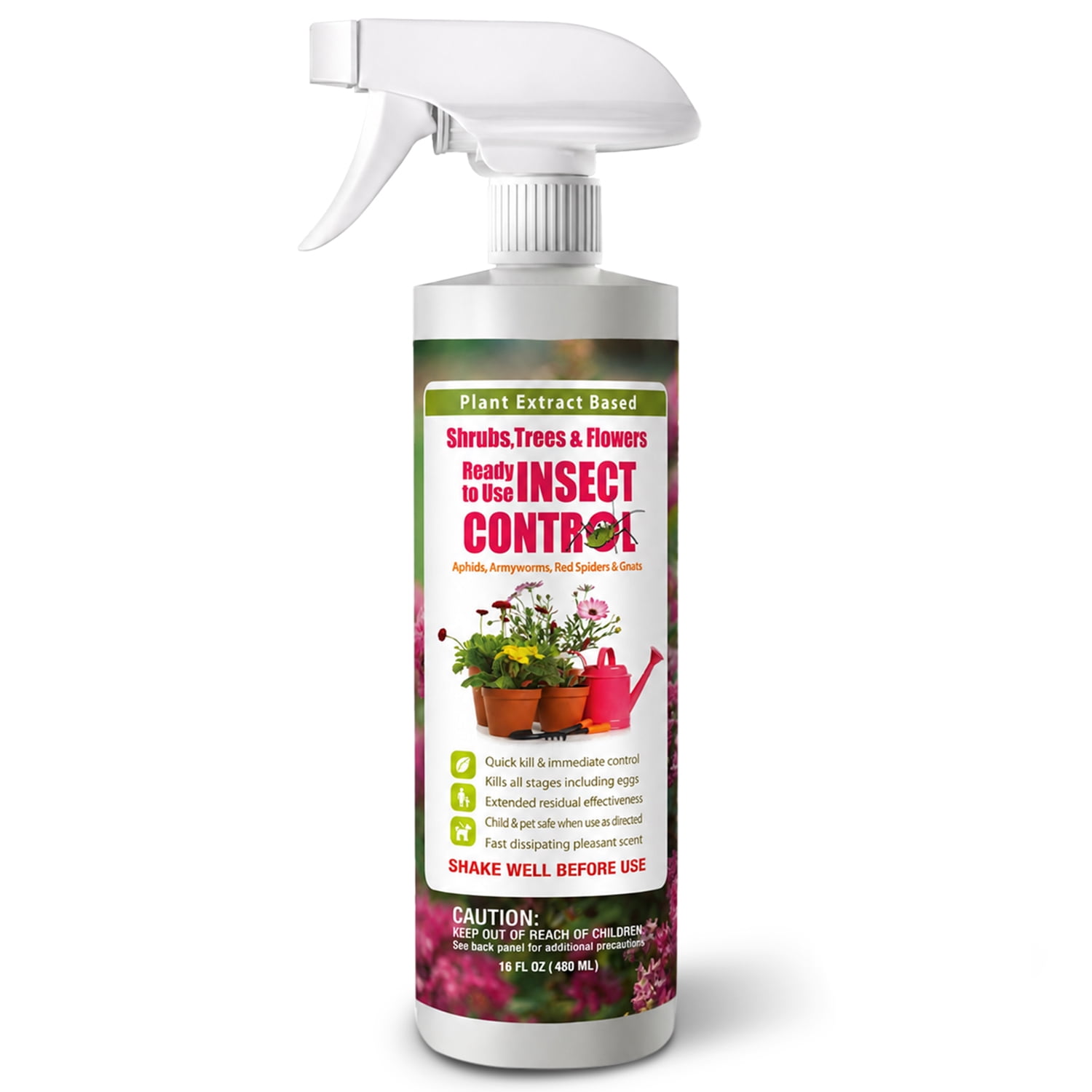 EcoVenger Garden Insect Control 16 oz, Plant Extract Based, Indoor & Outdoor, Kills Aphids, Mealybugs, Spider Mites and Gnats All Stages and Eggs, Non-Toxic Child & Pet Safe