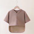 thumbnail image 2 of GigrtiJin Plus Size Cropped Jacket for Women Solid Color Crew Neck Button Down Short Sleeve Outcoat, 2 of 6