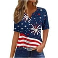 thumbnail image 2 of Memorial Day Blouse for Women American Flag Womens Shirts Women Red White and Blue Shirts Womens Memorial Day Shirts Women's Casual Gradient Short-Sleeved V-Neck Top Blouse, 2 of 5