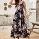 thumbnail image 4 of Falda larga con estampado de cordones y sin mangas con cuello en V de verano para mujer Fridja  hjkh5347, 4 of 9