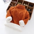 thumbnail image 4 of XIMIN Kids Cable Knit Turtleneck Sweater Boys Girls Solid ColorThick Fleece Lined Long Sleeve Mock Neck Winter Warm Pullover Tops Soft Thick Clothes, 4 of 8