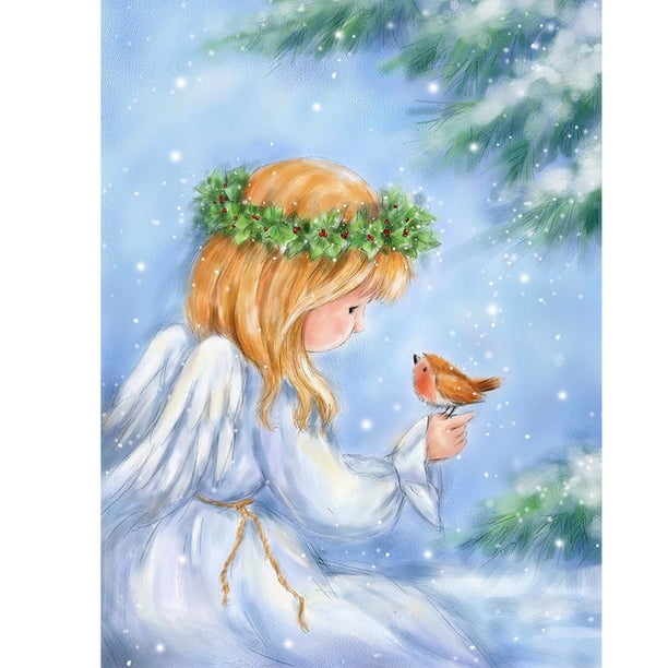 Cuadros Decorativos Pintura de diamante pequeño ángel taladro redondo completo imagen de dibujo DIY de diamantes de imitación Ehuebsd Nuevos Originales