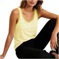 thumbnail image 5 of Liweisiy Striped Tank Tops For Womens Sleeveless Crewneck Relaxed Fit Pajama Tops Layer Printed Casual Sleepwear Yellow 2XL, 5 of 7